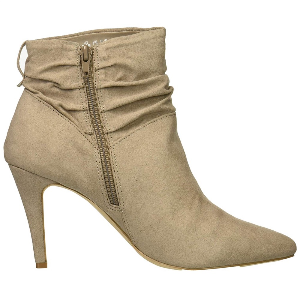Tan Pointy Toe Stiletto Heel Slouch Ankle Booties - Picture 3 of 3